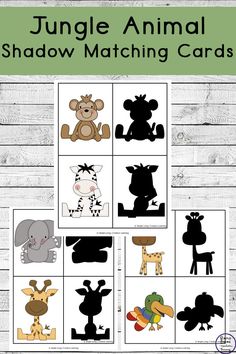 the jungle animal shadow matching cards are perfect for preschoolers to practice their shapes and numbers