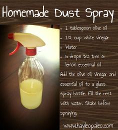 homemade dust spray dispenser with instructions on how to use it for cleaning