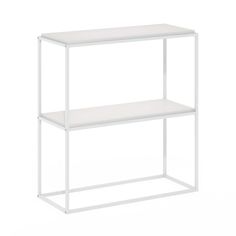 a white shelf with two shelves on each side