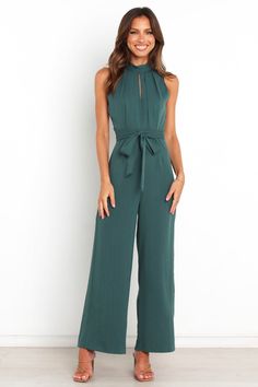 Renee Jumpsuit - Emerald - Petal & Pup USA Petal And Pup, Style Jumpsuit, Fall Wedding Guest Dress, Crewneck Style, Casual Rompers, Affordable Dresses, Scarf Women, Dresses By Length, Wide Leg Pant