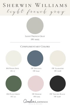 the color scheme for sherylin williams's light french gray and complementary colors