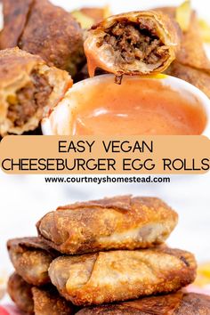 easy vegan cheeseburger egg rolls with ketchup