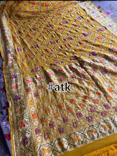 1.this is beautiful pure khaddi gorhet  tilfi rai babdej patola singie weaving bandni sari for haidi ceremony with running blouse piece  2.this sari is 5.5 mt length 3.this is a very elegant looking sari for all occasions like weddings and other formal events  4.fall n pico is complimentary 5.blouse can be made as per the requirements of the clients with proper measurements.stiching charges will be extra m6.plz check the availability of the sari before placing the order Festive Yellow Traditional Wear With Bandhani Print, Yellow Bandhani Print Traditional Wear In Art Silk, Yellow Art Silk Traditional Wear With Bandhani Print, Yellow Bandhani Print Art Silk Traditional Wear, Semi-stitched Yellow Saree With Bandhani Print, Unstitched Yellow Bandhani Print Saree, Yellow Bandhani Traditional Wear For Puja, Yellow Bandhani Print Traditional Wear For Puja, Yellow Bandhani Print Unstitched Saree