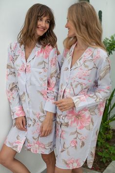 Feminine Floral Print Long Sleeve Sleepwear, Fitted Feminine Long Sleeve Sleepwear, Fitted Long Sleeve Sleepwear For Wedding Night, Wedding Night Long Sleeve Fitted Sleepwear, Bridesmaid Pajama, Bridesmaid Outfits, Bridesmaid Pajamas, Bridesmaid Shirt, Bridesmaid Pjs