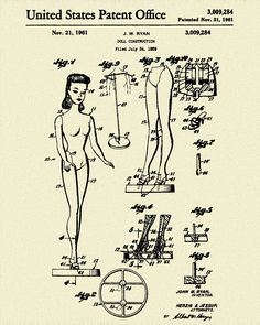 an old drawing of a woman's foot and arm, with the words united states patent office on it