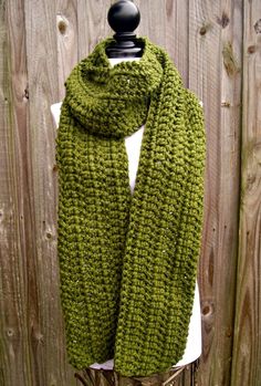 Green Knitted Scarf, Green Yarn Scarves For Winter, Green Knit Scarf, Green Crochet Scarf, Green Cozy Winter Scarves, Handmade Green Winter Scarf, Dark Green Scarf Crochet, Olive Green Scarf, Scarf Inspiration