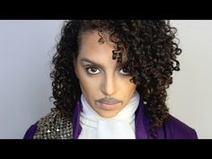 Prince Makeup Look, Prince Costume Purple Rain, Prince Purple Rain Costume, Michael Jackson Thriller Costume, Thriller Costume, Curly Hair Halloween, Princes Makeup, Rain Costume, Snow White Hair