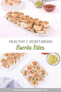 the healthy vegetarian burrito bites are ready to be eaten