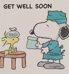 a drawing of a cartoon character holding a piece of paper with the capt get well soon written on it