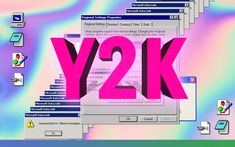 a computer screen with the word y2k on it