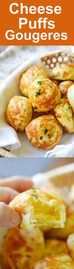 cheese puffs gougeres are an easy appetizer to serve on the table