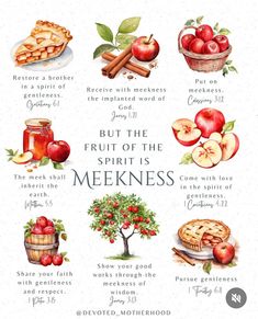 the fruit of the spirit is meknesss with apples, cinnamon and apple slices