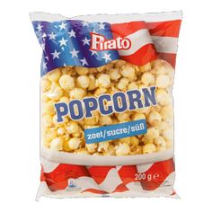 a bag of popcorn sitting on top of a white table