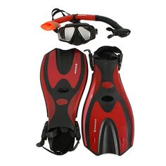 a pair of diving equipment with goggles and snorkels