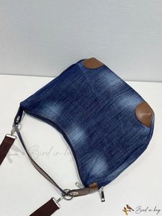 Bird in Bag - Womens Shoulder Bag with Age-Indexed Capacity Large Capacity Denim Shoulder Bag In Blue, Denim Blue Shoulder Bag With Large Capacity, Denim Blue Shoulder Bag For On-the-go, Denim Blue Leather Bag, Rectangular Shape, Blue Bucket-shaped Hobo Bag With Removable Pouch, First Contact, Bag Bag, Bird In Bag, Polyester Material