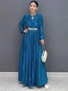 41611724587069 Elegant Pleated Floor-length Evening Dress, Elegant A-line Pleated Evening Dress, Elegant Midi-length Pleated Dress With Accordion Pleats, Pleated A-line Midi Dress For Banquet, Elegant Pleated Maxi Dress, Elegant Pleated Maxi Length Evening Dress, Chic Pleated Maxi Dress For Banquets, Elegant Pleated Maxi Evening Dress, Elegant Pleated Evening Maxi Dress