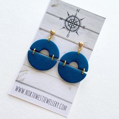 ▲ For more details read below ▲▲ Handcrafted denim blue colored polymer clay earrings▲ Hypoallergenic stainless steel push back stud earring closures▲ 1.25 inches long x 1 inch wide▲ Polymer clay is durable but not indestructible. Treat you earrings with care to prolong their life! Avoid bending or wearing in water :)PLEASE REVIEW MY SHOP POLICIES BEFORE CHECKING OUT for information regarding shipping times, tracking and other frequently asked questions :)https://www.etsy.com/ca/shop/MarleeCWatt Aquarius Jewelry, Aquarius Necklace, Gray Earrings, Simple Stud Earrings, Labradorite Necklaces, Trendy Earrings, Wire Wrapped Necklace, Threader Earrings, Amethyst Necklace