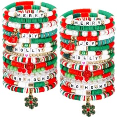 PRICES MAY VARY. Package Includes: the beaded bracelet set is an ideal festive accessory; There are 32 pieces of bracelets with 16 different designs, 16 in a set, a total of 2 sets, ample quantity to meet your daily needs, or you can share with your friends Quality Material: our colorful beaded bracelets are made of quality vinyl and consist of polymer clay beads, reliable and sturdy, lightweight and comfortable to wear; Each measures appprox. 6.77 inches/ 17.2 cm, fits for most people's wrists, Clay Bead Bracelet Ideas School Colors, Beads For Making Bracelets, Trending Bracelet Designs, Fall Inspired Clay Bead Bracelets, Fall Heishi Bead Bracelets, Clay Bead Bracelets Ideas Fall, Bracelet Ideas For Christmas, Disney Inspired Clay Bead Bracelet, Clay Bracelet Ideas Christmas