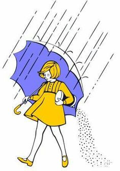 a woman walking in the rain with an umbrella