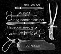 an image of different types of scissors labeled in english and german words on a black background