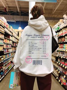 Soft, cute, and trendy, this Kappa Kappa Gamma hoodie will quickly become your go-to cozy sweatshirt! Use the drop down to specify preference between white, ash, sand, light blue, carolina blue, or light pink. This design features a list of memories for your sorority, including bid day, big little reveal, and more! This sweatshirt also includes sorority established year, with all writing printed with a dark navy blue color featuring pink hearts.  LISTING IS FOR KAPPA KAPPA GAMMA. Please be sure you are ordering for your correct Sorority.  We print on high quality, soft, & heavyweight materials, sustainably made and printed in the US. ♥ SIZING ♥ Unisex Sizing- For a more feminine, fitted look we recommend getting your size. For a more oversized look, we recommend sizing up. ♥ SHIP TIME ♥ It Typography Hoodie Design, Hoodie Branding Ideas, Graphic Design For Hoodies, Unique Hoodies Design, White Hoodie Aesthetic, Cool Hoodie Designs, White Hoodie Design, Hoodie Back Design, Sweat Aesthetic