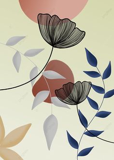 an abstract floral background with leaves and flowers