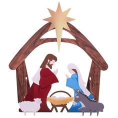 a nativity scene with the birth of jesus