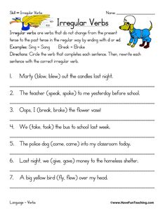 the irregular verbs worksheet