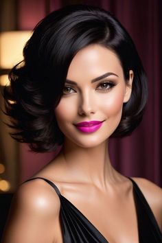 Short Bob Pixie, Bob Pixie, Pixie Hair, Haircuts For Medium Hair, Pink Lipstick, Haircuts For Fine Hair, Cortes De Cabello, Medium Length Hair Cuts, Brunette Hair