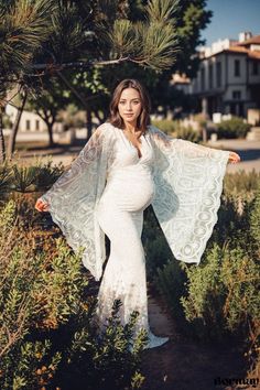 Bormay - White Sexy Deep V-neck Trumpet Sleeve Lace Sheer Bodycon Maxi Dress Bodycon Mermaid Dress, White Lace Bodycon Dress, Fitted Pencil Dress, White Lace Bodycon, Lace Lanterns, White Fitted Dress, Elegant Bodycon Dress, Lace Bell Sleeve Dress, Pregnant Wedding Dress