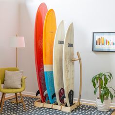 Freestanding Wooden Surfboard Rack for multiple boards Surf Board Rack, Surfboard Display, Surfboard Stand, Surfboard Storage, Surf Rack, Surfboard Rack, Overhead Garage Storage, Wooden Surfboard, Craft Cabinet