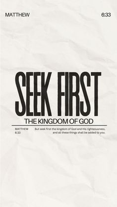 seek first the kingdom of god