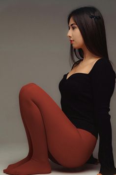 Meet French-born Les Belle's semi tights in Terracotta, a warm, inviting blend of seamless comfort and genderless sensuality. Red Tights, Nylon Leggings, Figure Reference, Unisex Clothes, Breathe Easy, Seductive Clothes