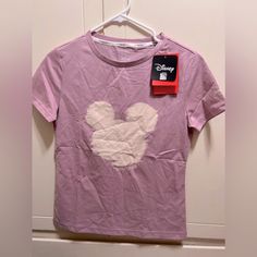 New. From Disney Korea. Color Is A Purple Pinkish. Almost Lavender Mickey Mouse T Shirt, Mickey Mouse Shirts, Distressed Tee, Disney Tees, Disney Tops, Large Shirts, Disney Tshirts, Couple Shirts, Disney Mickey Mouse