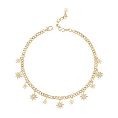 Sparkling celestial stars dangling from diamond encrusted curb chain choker. Make sure all your stars are aligned with this beauty! 18k yellow, rose, white or black gold 1.82ctw diamonds Necklace chain can be worn at 12.25"-14.5" with adjustable lobster clasp By Shay Fine Jewelry Broken English Jewelry, Star Anklet, Rose Choker, Black And White Necklaces, Hip Hop Bling, Gold Link Bracelet, Yellow Jewelry, Womens Chokers, White Necklace