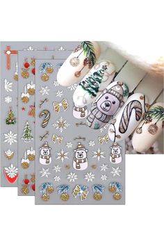 5D Embossed Christmas Nail Art Stickers Glitter Gold Silver Christmas Nail Stickers for Women Christmas Nail Decals Cute Bear Christmas Bells Xmas Tree Snowflake Nail Sticker Winter Nail Decorations Eyeshadow 2023, Nails Branding, Nails Street Style, Nail Stickers Designs, New Year Nail, Christmas Nail Stickers, Water Nails