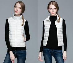 Made from the softest nylon and polyester materials, this ultra-light duck down vest for women is exactly what you need to stay cozy this autumn/winter. Featuring a solid pattern that matches any attire, its zipper closure ensures a great fit while the mandarin collar adds a dash of chicness to your look. A marvelous jacket that proffers both style and comfort, keep yourself warm wearing this swanky vest jacket!

Specifications
Item Type: Outerwear & Coats
Outerwear Type: Vest
Gender: Women
Coll Fitted Nylon Winter Vest, Versatile Fitted Winter Vest, Versatile Fitted Vest For Winter, White Winter Vest Outerwear, Casual Nylon Vest For Winter, Casual White Vest Outerwear, White Winter Vest For Cold Weather, White Outdoor Vest For Fall, Trendy White Vest Outerwear