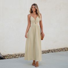 Step into summer elegance with our Front Twist & Keyhole Maxi Dress! The front twist and keyhole detail add a touch of sophistication to this maxi dress. The twist detail at the neckline and the alluring keyhole cutout create a stylish focal point, while the maxi length provides an effortlessly chic look. Whether attending a garden party or enjoying a beachside dinner, this dress is your go-to choice. Product code: CAA05A4A028WE/CAA05A4A028RR,CAA05A4A028SS,CAA05A4A028GG,CAA05A4A028RS,CAA05A4A028 Summer Elegance, Ditsy Floral Dress, Fitted Maxi Dress, Midi Sundress, Maxi Sundress, Belted Midi Dress, Ballet Dress, Lace Sweater, Linen Maxi Dress