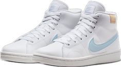 White Lace-up High-top Tennis Sneakers, White Mid-top Tennis Sneakers, White Casual High-top Tennis Sneakers, White Casual High-top Sneakers For Tennis, Casual White High-top Tennis Sneakers, Casual White High-top Sneakers For Tennis, White Lace-up High-top Sneakers For Tennis, White Tennis Sneakers For Spring, Nike High Top Sneakers