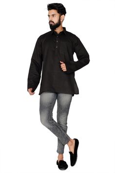 This traditional Famous cotton flex is a soft fabric Kurta will surely add charm to you.  This Black Color outfit is perfect for you,you can wear regular on jeans like Shirt It will surely be an eye-catching dress. This dress is suitable for You,  you can choose right size by select size menu.  FABRIC - 100%cotton  SALES PACKAGE - 1 Short Kurta  PATTERN - Plain  Delivery time ranges between 11 - 21 working days. For Express Shipping (5-7 Working days) We may have to charge you extra.  Please contact us if you want to avail this service. Thank you so much to visit my shop.  * You May Conversation With Me if You want Fast Shipping and any doubt.  Rajesh Bansal  owner of Rajasthani Dresses Casual Black Festive Kurta, Black Cotton Long Sleeve Kurta, Traditional Black Cotton Top, Traditional Solid Cotton Kurta, Kurta Pattern, Rajasthani Dress, Kurta Patterns, Short Kurta, Colourful Outfits