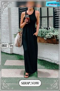 Black Sleeveless Round Neck Maxi Dress Black Dresses Maxi Dress Black, Black Dresses, Black Sleeveless, Black Maxi Dress, Dress Black, Round Neck, Black Dress, Shop Now, Maxi Dress