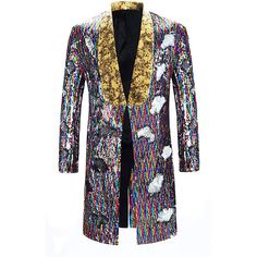 Product Detail Material: 80% Polyester 20% Viscose Design Shawl Collar & Digital Machine Embroidery Package 1*Jacket Occasion Party / Stage / Red Carpet / Dinner Colorful Tuxedo, Sequin Coats, Sequin Blazer, Professional Wardrobe, Slim Fit Blazers, Futuristic Fashion, Sequin Jacket, Custom Suit, Blazer Shirt