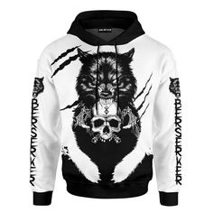 Berserker And Wolves Black And White Colour Customized 3D All Over Printed Shirt - Am Style Design available in T-shirt, hoodie, tank top, longsleeve, multi color and size S M L XL XXL 3XL 4XL 5XL. Shipping from the US. Easy 30 day return policy - Shop now! 6.1-ounce, 100% cotton .Double-needle neck, sleeves and hem; Roomy Unisex Fit. Ash is 99% cotton, 1% poly; Sport Grey is 90% cotton, 10% poly; Dark Heather is 50% cotton, 50% polyester .Decoration type: Digital Print. Made by Gildan Black Hooded Top With Sublimation Print, White Hooded Top With Sublimation Print, Punk Halloween Hoodie Top, Halloween Punk Hoodie Tops, Hooded Graphic Print T-shirt For Winter, Hooded Winter Streetwear T-shirt, White Punk Hoodie, White Punk Hooded Hoodie, White Hooded Punk Hoodie