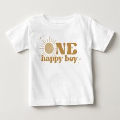 Celebrate your little boy's 1st birthday in style with the BODHI Boho Sun One Happy Boy Baby T-Shirt! This adorable tee is perfect for showcasing his sunny personality. Made with soft fabric, it keeps him comfy all day long. Get ready for the cutest birthday photos! #babyboy #1stbirthday #bohosun #happyboy #birthdaytee #babytshirt #ootd #cutekidsfashion #celebrate #birthdayboy Sunny Personality, Sunshine Theme, Custom Baby Clothes, Baby Ootd, Boho Sun, Happy Boy, Stylish Baby, Baby T Shirt