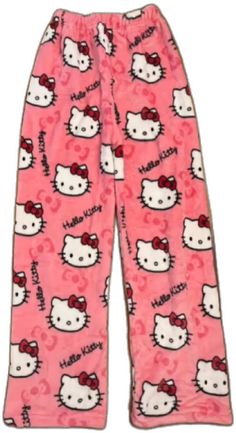 Cute Pink Cotton Pants, Cute Cotton Bedtime Pants, Cozy Pink Cotton Pants, Cute Hello Kitty Print Pants For Pajama Party, Cute Pants With Hello Kitty Print For Pajama Party, Cute Hello Kitty Print Bottoms For Pajama Party, Hello Kitty Print Bottoms For Pajama Party, Cute Cotton Pants With Elastic Waistband, Fun Pink Bottoms For Sleepover