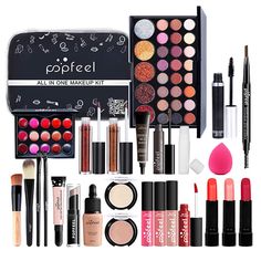 an assortment of cosmetics and makeup products