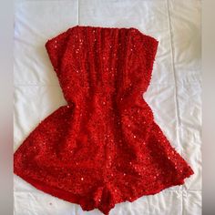 Brand New Fashionnova Romper Red Jumpsuits And Rompers For Holiday Night Out, Red Holiday Jumpsuits And Rompers For Night Out, Red Fitted Jumpsuits And Rompers For Party, Red Jumpsuits And Rompers For Night Out And Holiday, Red Holiday Jumpsuits And Rompers For Evening, Glamorous Red Jumpsuits And Rompers For Party, Red Sleeveless Jumpsuits And Rompers For Date Night, Sleeveless Red Jumpsuits And Rompers For Date Night, Glamorous Red Bottoms For Summer