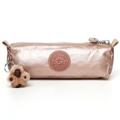 Gorgeous!! Kipling Freedom Metallic Pen/Comestic Case in Rose Gold Monkey Keychain, Large Pouch, It Cosmetics Brushes, Pencil Bags, Zipped Bag, Accessory Pouch, Pen Case, Everyday Makeup