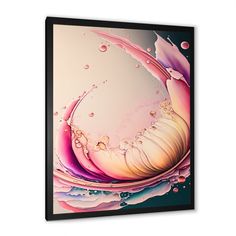 an abstract painting with pink and purple colors