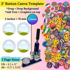 Canva Pin Design, Button Pin Template, Pin Badge Design, Button Badge Design, Name Badge Template, Button Badge Packaging, Button Maker Walmart, Pin Button Design, Badge Maker